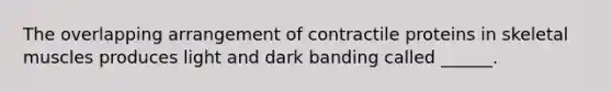 The overlapping arrangement of contractile proteins in skeletal muscles produces light and dark banding called ______.