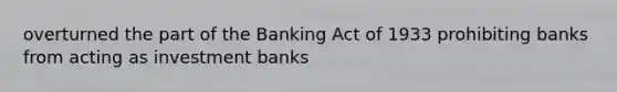 overturned the part of the Banking Act of 1933 prohibiting banks from acting as investment banks