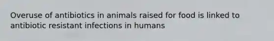 Overuse of antibiotics in animals raised for food is linked to antibiotic resistant infections in humans