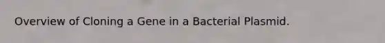 Overview of Cloning a Gene in a Bacterial Plasmid.