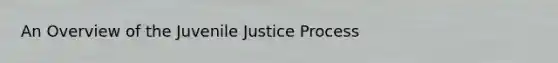 An Overview of the Juvenile Justice Process