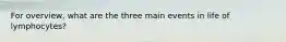 For overview, what are the three main events in life of lymphocytes?