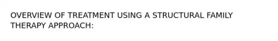 OVERVIEW OF TREATMENT USING A STRUCTURAL FAMILY THERAPY APPROACH: