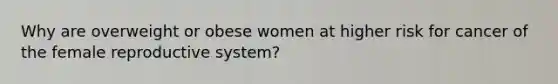 Why are overweight or obese women at higher risk for cancer of the female reproductive system?