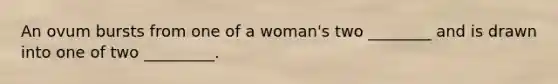 An ovum bursts from one of a woman's two ________ and is drawn into one of two _________.