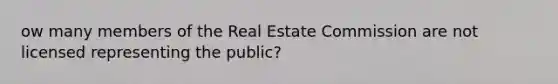 ow many members of the Real Estate Commission are not licensed representing the public?