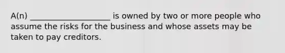 A(n) ____________________ is owned by two or more people who assume the risks for the business and whose assets may be taken to pay creditors.