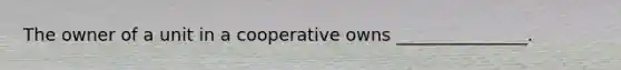 The owner of a unit in a cooperative owns _______________.