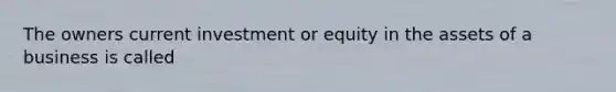 The owners current investment or equity in the assets of a business is called