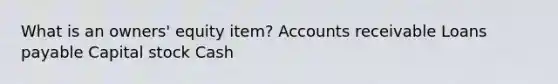 What is an owners' equity item? Accounts receivable Loans payable Capital stock Cash