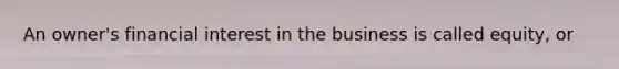 An owner's financial interest in the business is called equity, or