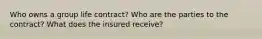 Who owns a group life contract? Who are the parties to the contract? What does the insured receive?