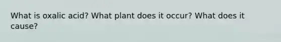 What is oxalic acid? What plant does it occur? What does it cause?