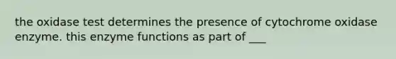 the oxidase test determines the presence of cytochrome oxidase enzyme. this enzyme functions as part of ___