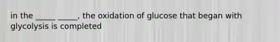 in the _____ _____, the oxidation of glucose that began with glycolysis is completed