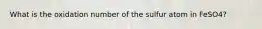 What is the oxidation number of the sulfur atom in FeSO4?