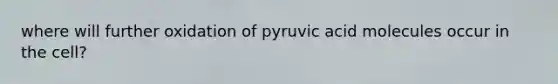 where will further oxidation of pyruvic acid molecules occur in the cell?