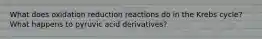 What does oxidation reduction reactions do in the Krebs cycle? What happens to pyruvic acid derivatives?