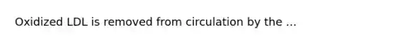 Oxidized LDL is removed from circulation by the ...