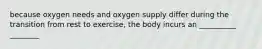 because oxygen needs and oxygen supply differ during the transition from rest to exercise, the body incurs an __________ ________