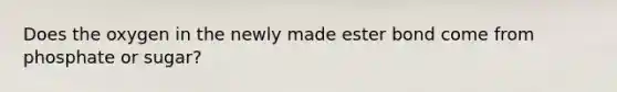 Does the oxygen in the newly made ester bond come from phosphate or sugar?