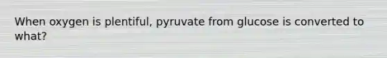 When oxygen is plentiful, pyruvate from glucose is converted to what?