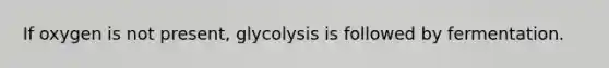 If oxygen is not present, glycolysis is followed by fermentation.