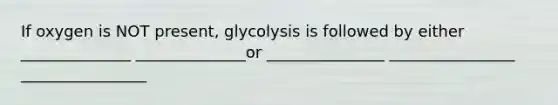 If oxygen is NOT present, glycolysis is followed by either ______________ ______________or _______________ ________________ ________________