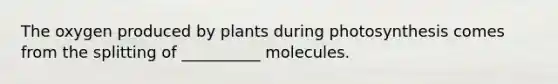 The oxygen produced by plants during photosynthesis comes from the splitting of __________ molecules.