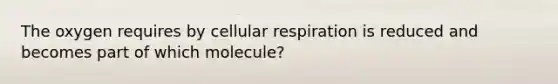 The oxygen requires by <a href='https://www.questionai.com/knowledge/k1IqNYBAJw-cellular-respiration' class='anchor-knowledge'>cellular respiration</a> is reduced and becomes part of which molecule?