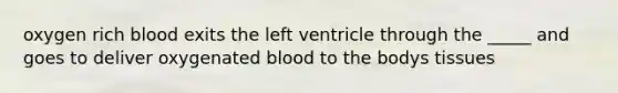 oxygen rich blood exits the left ventricle through the _____ and goes to deliver oxygenated blood to the bodys tissues