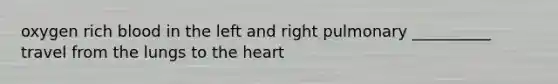 oxygen rich blood in the left and right pulmonary __________ travel from the lungs to the heart