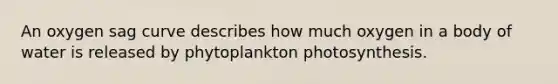 An oxygen sag curve describes how much oxygen in a body of water is released by phytoplankton photosynthesis.