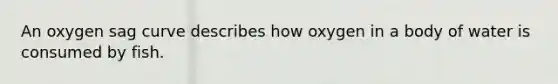 An oxygen sag curve describes how oxygen in a body of water is consumed by fish.