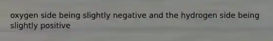 oxygen side being slightly negative and the hydrogen side being slightly positive