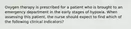 Oxygen therapy is prescribed for a patient who is brought to an emergency department in the early stages of hypoxia. When assessing this patient, the nurse should expect to find which of the following clinical indicators?