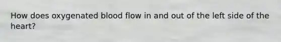 How does oxygenated blood flow in and out of the left side of the heart?