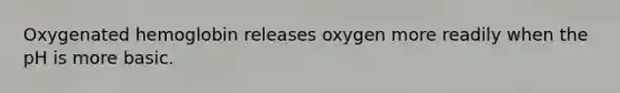 Oxygenated hemoglobin releases oxygen more readily when the pH is more basic.