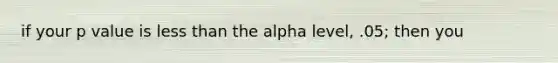 if your p value is less than the alpha level, .05; then you