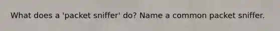 What does a 'packet sniffer' do? Name a common packet sniffer.