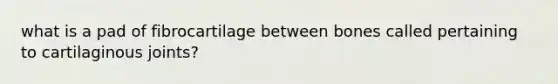 what is a pad of fibrocartilage between bones called pertaining to cartilaginous joints?