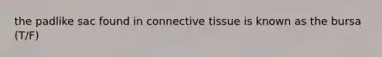 the padlike sac found in connective tissue is known as the bursa (T/F)