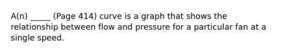 A(n) _____ (Page 414) curve is a graph that shows the relationship between flow and pressure for a particular fan at a single speed.