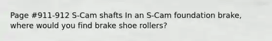 Page #911-912 S-Cam shafts In an S-Cam foundation brake, where would you find brake shoe rollers?