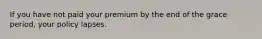 If you have not paid your premium by the end of the grace period, your policy lapses.