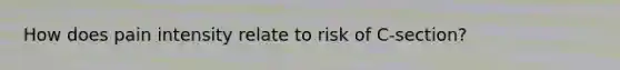 How does pain intensity relate to risk of C-section?