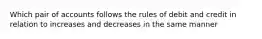 Which pair of accounts follows the rules of debit and credit in relation to increases and decreases in the same manner