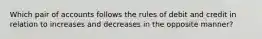 Which pair of accounts follows the rules of debit and credit in relation to increases and decreases in the opposite manner?