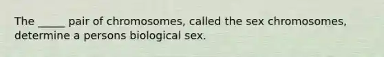 The _____ pair of chromosomes, called the sex chromosomes, determine a persons biological sex.