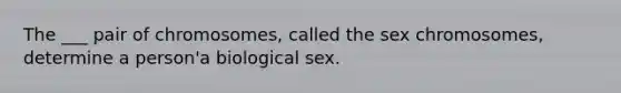 The ___ pair of chromosomes, called the sex chromosomes, determine a person'a biological sex.